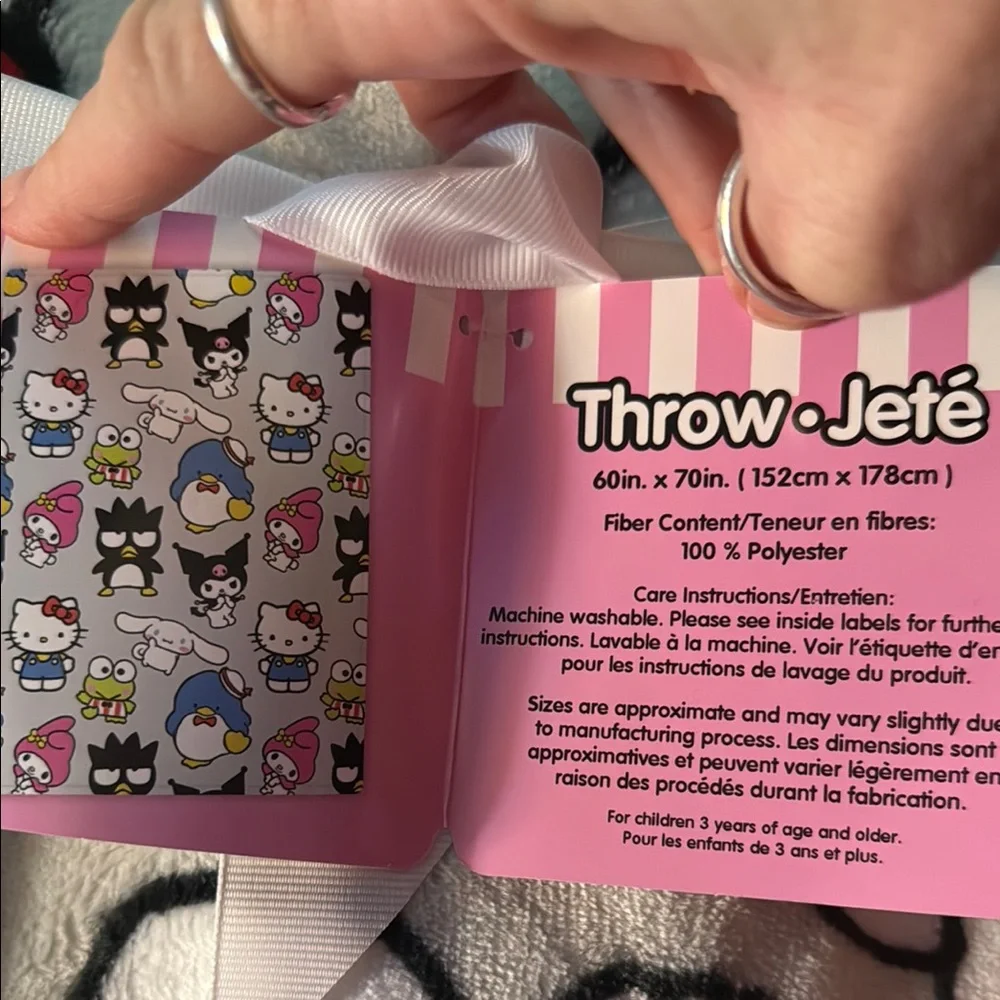 Hello Kitty and Friends Throw! Gray background.